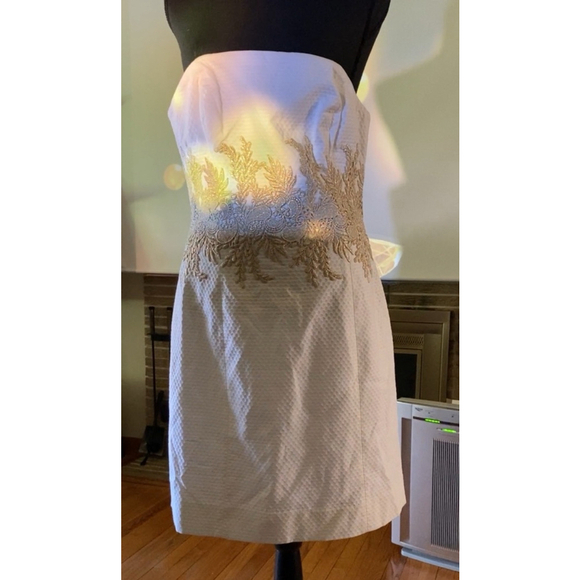 Lilly Pulitzer Dresses & Skirts - Women's Lilly Pulitzer Kade Dress, Size 8 (M), Resort White with Gold